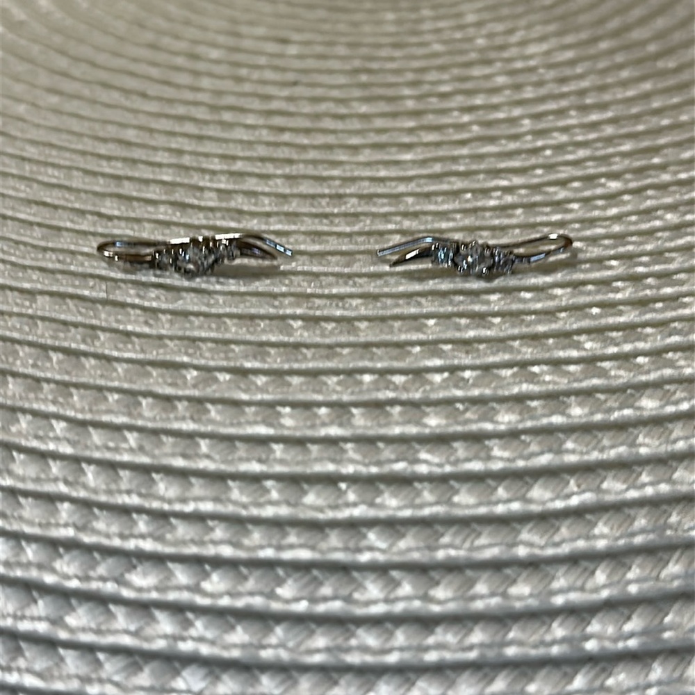 CZ Silver Toned Dangle Earrings